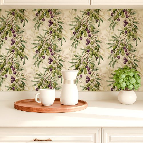 Custom Wallpaper 6 Olive Branch Farmhouse Kitchen Wallpaper