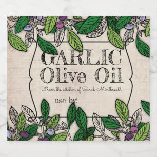 Olive branch flavored olive oil home canning label