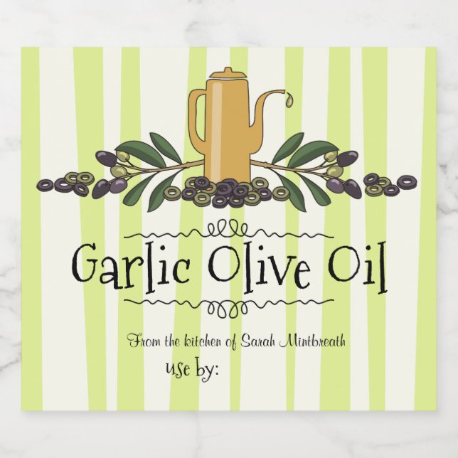 Olive branch flavored olive oil home canning label (Single Label)