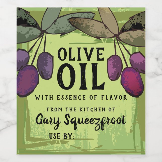 Olive branch flavored olive oil home canning label (Single Label)