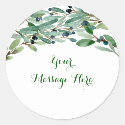 Olive Branch Floral Bridal Shower Classic Round Sticker