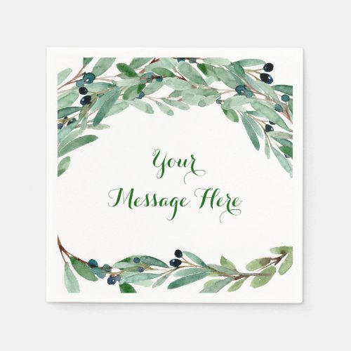 Olive Branch Floral Bridal Shower Paper Napkins