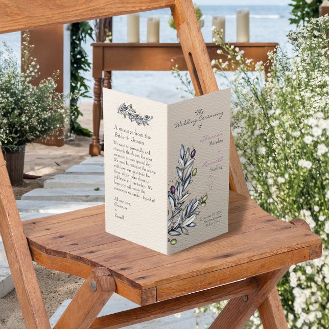 Olive Branch Folded Wedding Program (Creator Uploaded)