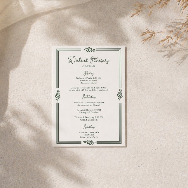 Olive Branch Garden Wedding Itinerary Card (Creator Uploaded)