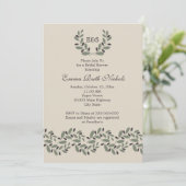 Olive branch garland wedding bridal shower invitation (Standing Front)