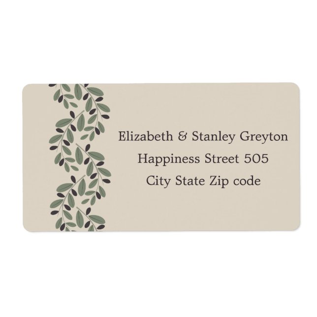 Olive branch garland wedding label (Front)