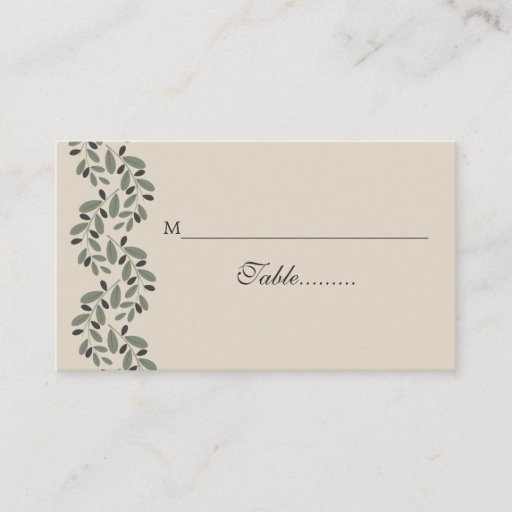 Customizable Olive branch garland wedding place card business card templates