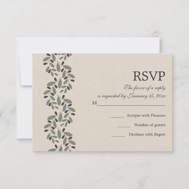 Olive branch garland wedding RSVP reply (Front)