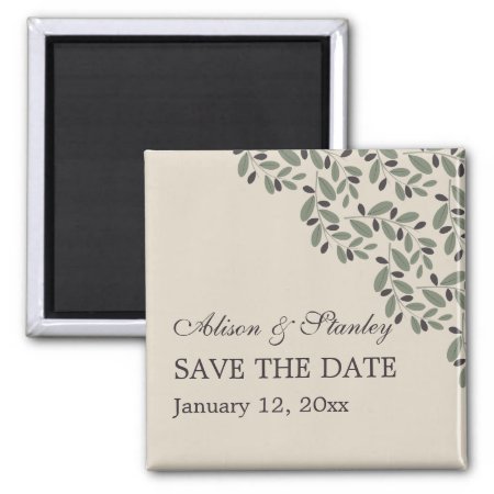 Olive Branch Garland Wedding Save The Date Magnet