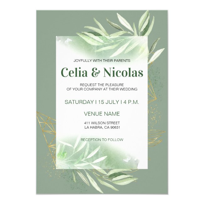 Olive branch Geometric Wedding Invitation