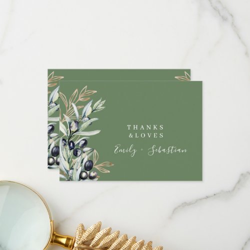 Olive Branch Gold Botanical Wedding Thank You Card