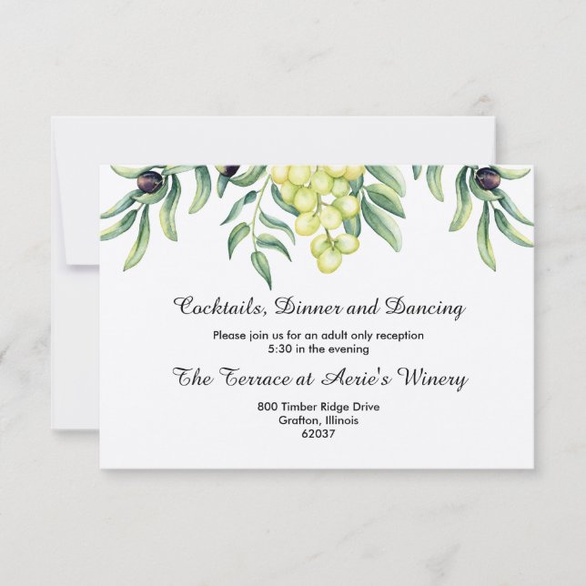 Olive Branch Grape Wedding Reception Invitation (Front)