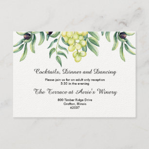 Olive Branch Grape Wedding Reception Invitation