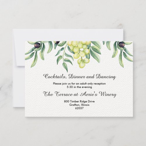 Olive Branch Grape Wedding Reception Invitation