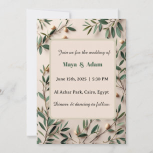 Olive Branch Greenery Botanical wedding Invitation