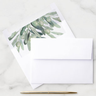 Olive Branch Greenery Italy Modern Wedding Envelope Liner