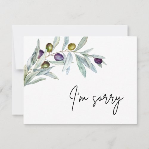 Olive Branch Im Sorry Type the Apology Note Card