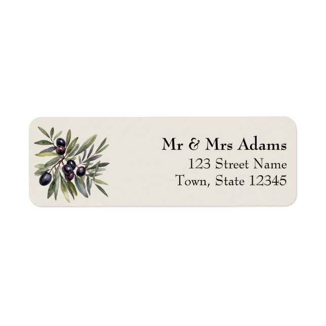 Olive Branch Ivory Wedding Return Address Label (Front)