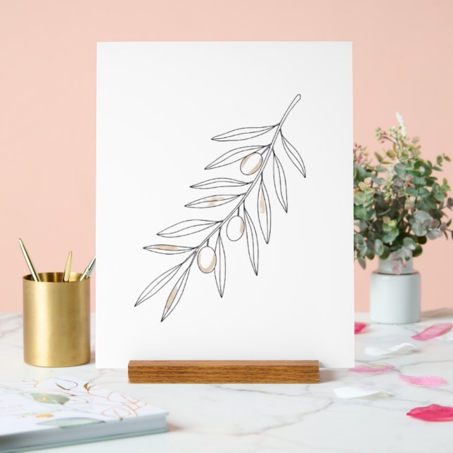 Olive Branch Leaf  Acrylic Sign (Wedding)