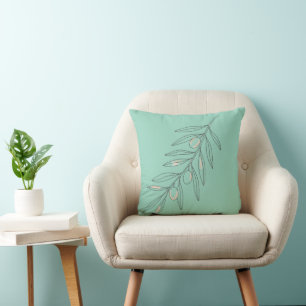 Olive Branch Leaf Throw Pillow