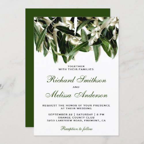 Olive Branch Leaves Botanical Wedding Invitation