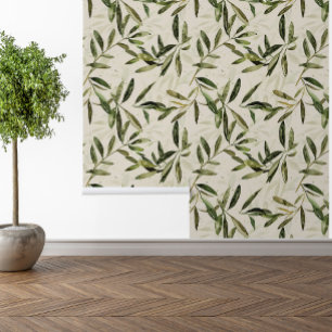Olive Branch Leaves Mediterranean Wallpaper