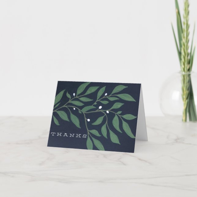 Olive Branch Letterpress Thank You Card (Front)