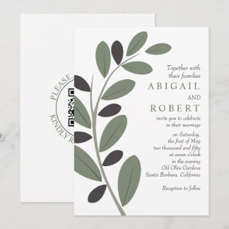 Olive branch Mediterranean charm QR code wedding Invitation