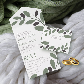 Olive Branch Mediterranean Charm Wedding All In One Invitation by weddings_ at Zazzle