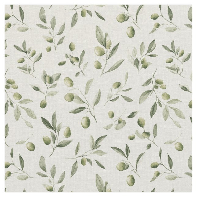 Olive Branch Mediterranean Pattern  Fabric (Close Up)