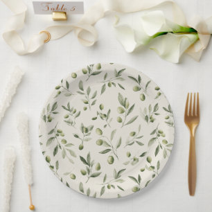Olive Branch Mediterranean Pattern Paper Plates