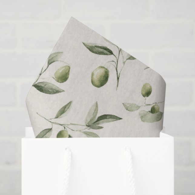 Olive Branch Mediterranean Pattern  Tissue Paper (Gift Bag)