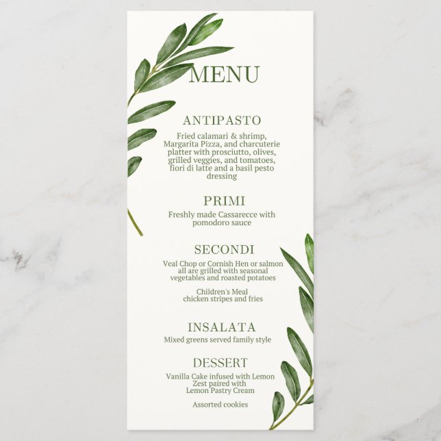Olive Branch Menu (Front)
