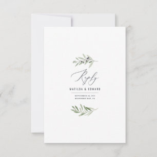 Olive branch minimal watercolor sage wedding reply