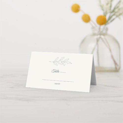 Olive Branch Minimalist Wedding Place Card