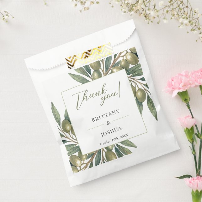 Olive Branch Modern Mediterranean Wedding  Favor Bag (Sealed)