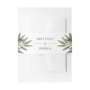 Olive Branch Modern Mediterranean Wedding Invitation Belly Band