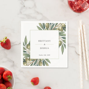 Olive Branch Modern Mediterranean Wedding Napkins