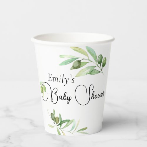 Olive branch Modern minimalist baby shower  Paper Cups