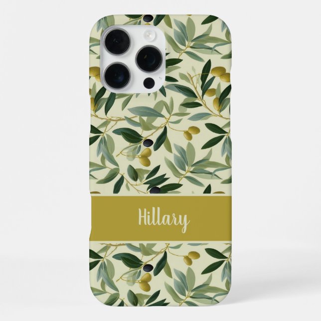 Olive Branch Monogram Name  Iphone Case (Back)