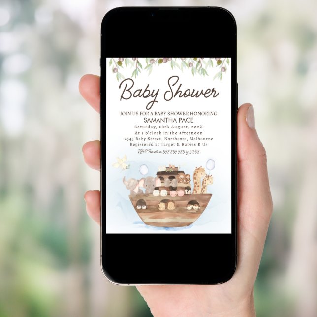 Olive Branch Noah's Ark Boys Baby Shower Invitation (Front Digital)