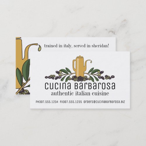 olive branch oil Italian food chef catering Business Card