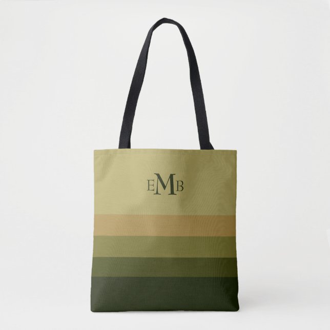 Olive Branch Palette Stripes Monogram Tote Bag (Front)