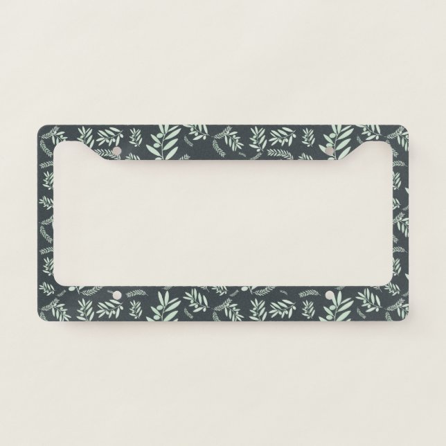 Olive Branch Pattern License Plate Frame – Natural (Front)