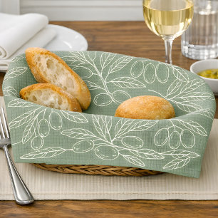Olive Branch Pattern Sage Green Kitchen Towel