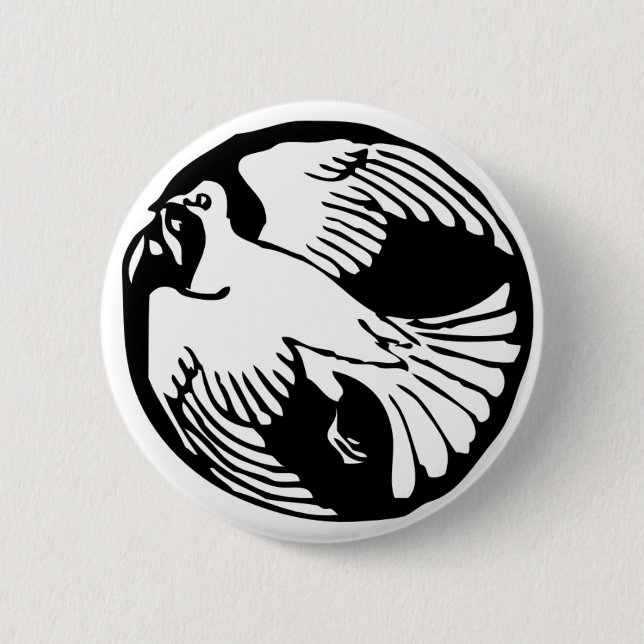 Olive Branch Peace Dove Button (Front)
