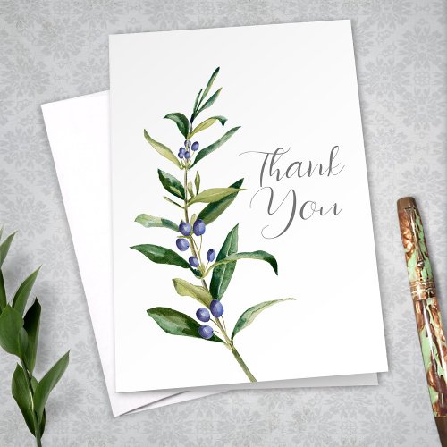 Olive Branch purple Fruit Illustrated Thank You Note Card