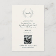 Olive Branch QR Code Wedding Details Card