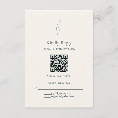 Olive Branch QR Code Wedding RSVP Card