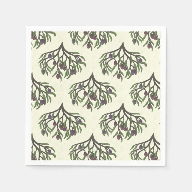 Olive Branch Repeat Pattern Napkins (Front)